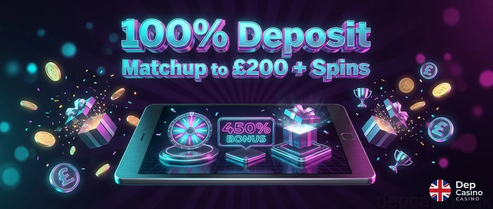 100% Deposit Matchup to £200 + Spins